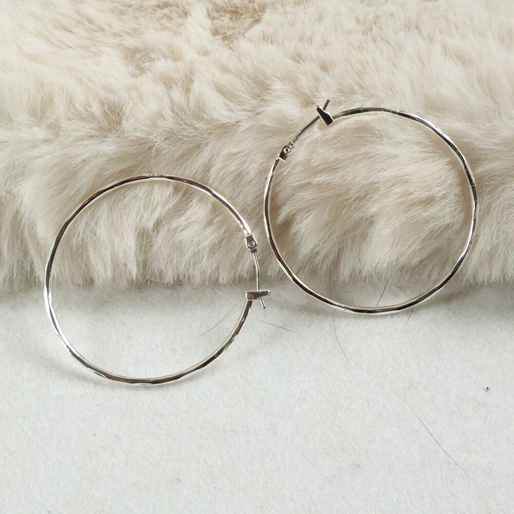 Alicia Bonnie Amoura Silver Faceted Hoop Earrings - Picture 2 of 2
